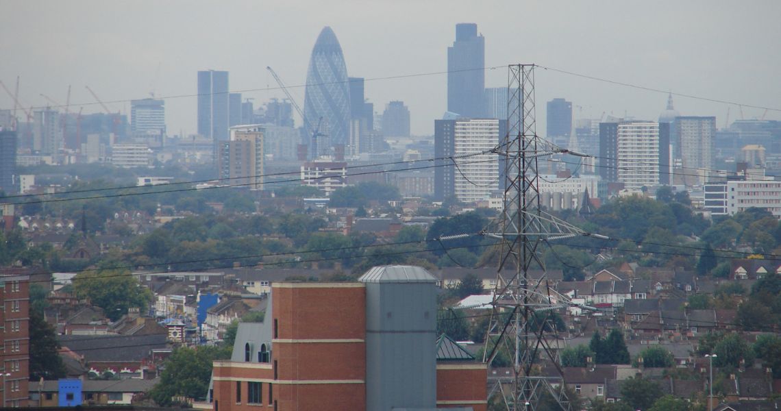 A landscape view of the City from East London