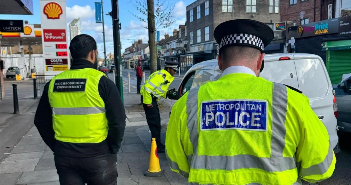 officers checking van