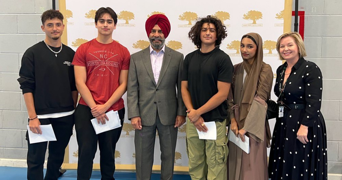 Leader stood with students